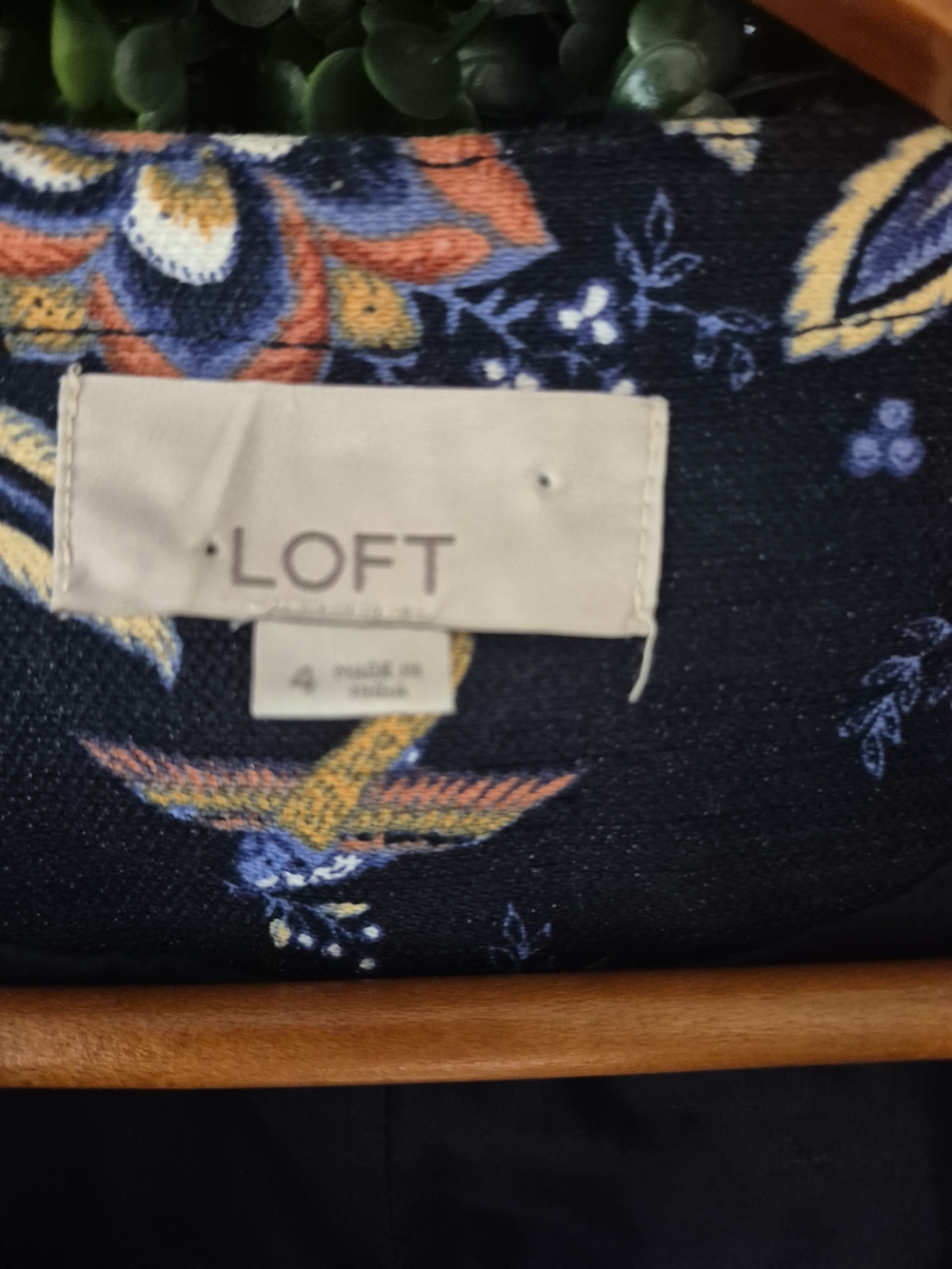 LOFT Navy Floral Embroidered Blazer - Picture 3 of 6